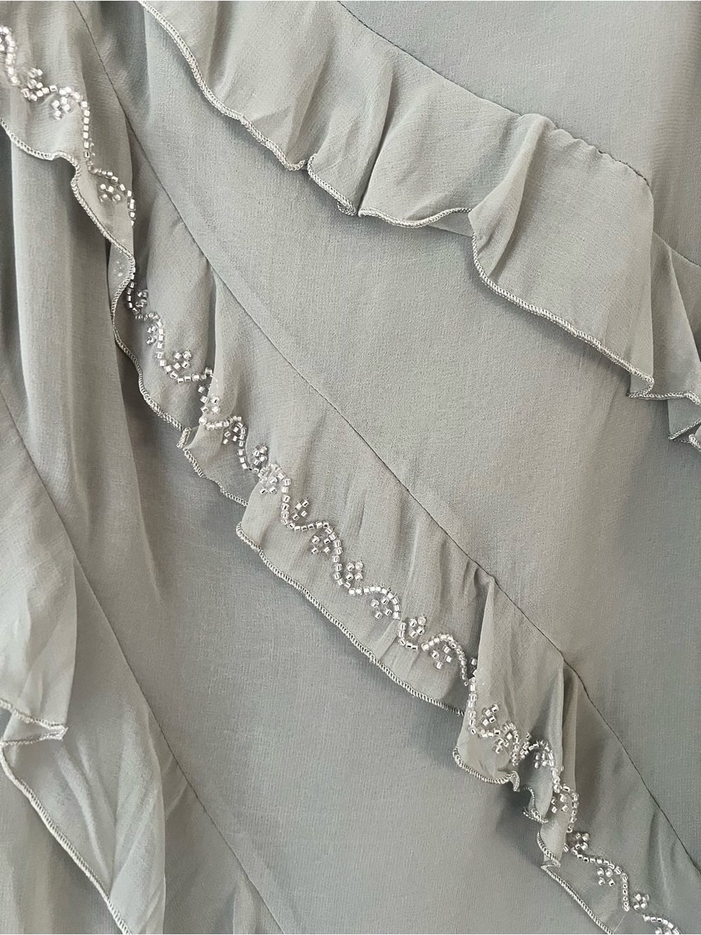 Zara Sage Green Maxi Skirt with Cascading Ruffles - Picture 4 of 6